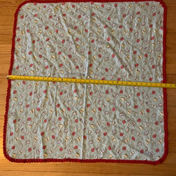 Bugs Butterfly Caterpillar Flowers Crochet Baby Security Blanket Lovey Red Blue - Picture 4 of 13